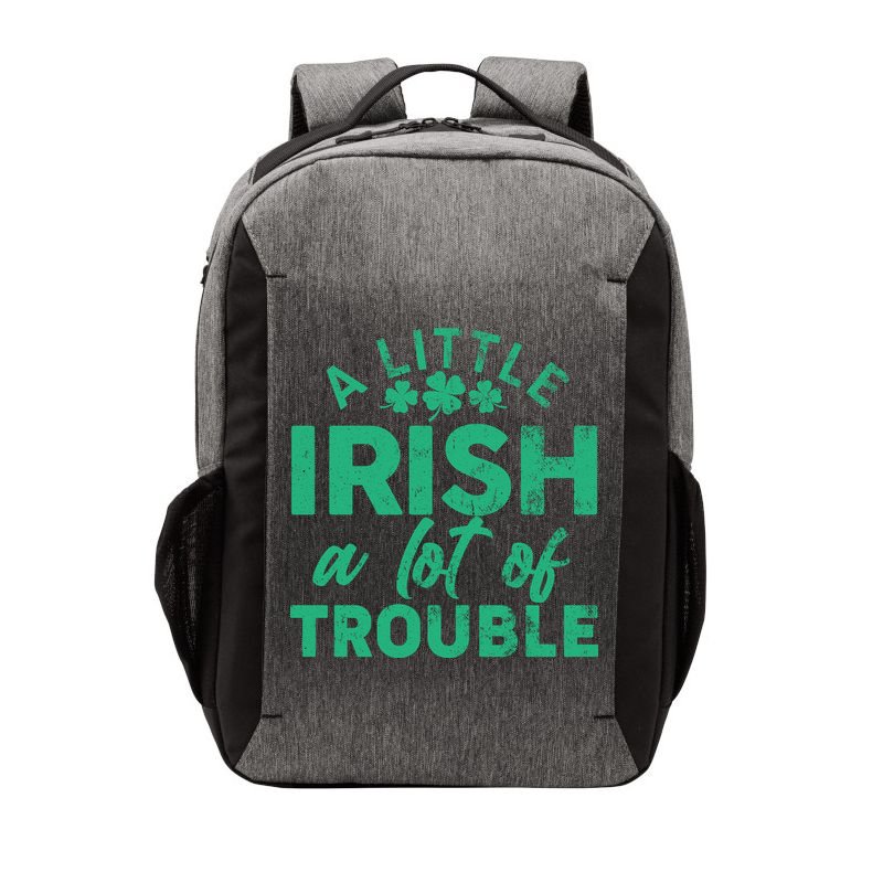 Funny St Patricks Day A Little Irish A Lot Of Trouble Vector Backpack
