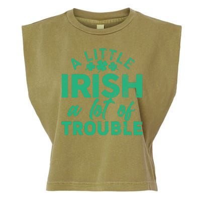 Funny St Patricks Day A Little Irish A Lot Of Trouble Garment-Dyed Women's Muscle Tee