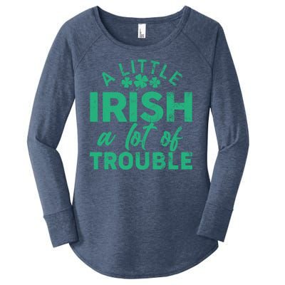 Funny St Patricks Day A Little Irish A Lot Of Trouble Women's Perfect Tri Tunic Long Sleeve Shirt