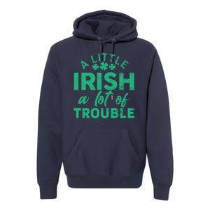 Funny St Patricks Day A Little Irish A Lot Of Trouble Premium Hoodie