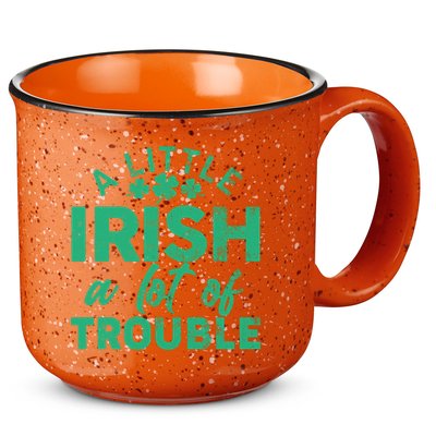 Funny St Patricks Day A Little Irish A Lot Of Trouble 15oz Campfire Ceramic Mug