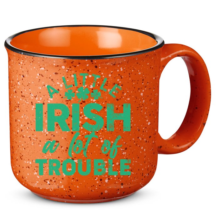 Funny St Patricks Day A Little Irish A Lot Of Trouble 15oz Campfire Ceramic Mug