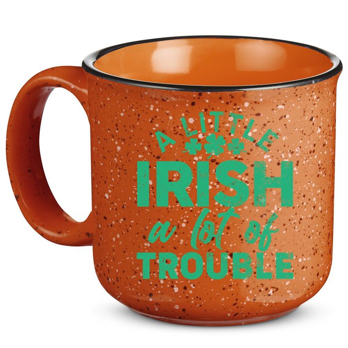 Funny St Patricks Day A Little Irish A Lot Of Trouble 15oz Campfire Ceramic Mug