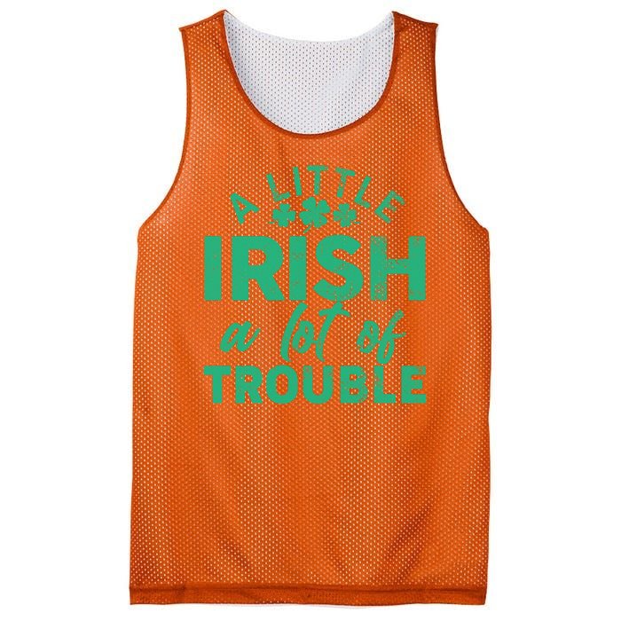 Funny St Patricks Day A Little Irish A Lot Of Trouble Mesh Reversible Basketball Jersey Tank