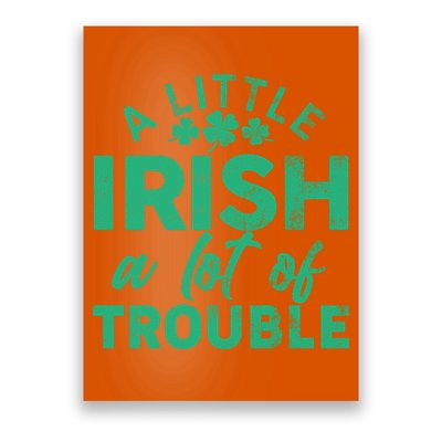 Funny St Patricks Day A Little Irish A Lot Of Trouble Poster