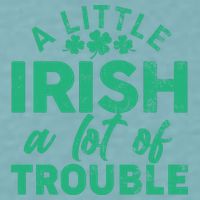Funny St Patricks Day A Little Irish A Lot Of Trouble Sueded Cloud Jersey T-Shirt
