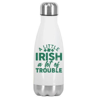 Funny St Patricks Day A Little Irish A Lot Of Trouble Stainless Steel Insulated Water Bottle