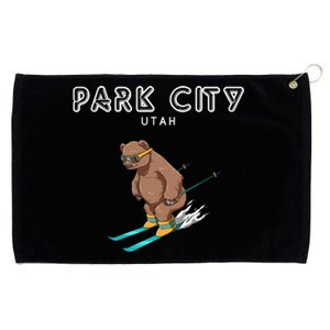 Funny Skiing Park City Utah USA Grizzly Ski Resort 80s Retro Gift Grommeted Golf Towel