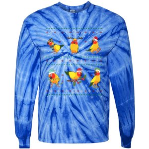 Funny Santa Parrot Decorations Sun Conure Ugly Christmas Cute Gift Tie-Dye Long Sleeve Shirt