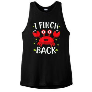 Funny St Patrick’s Day Tee Crab I Pinch Back Ladies PosiCharge Tri-Blend Wicking Tank