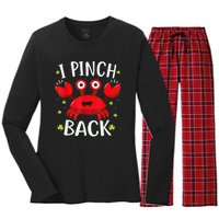 Funny St Patrick’s Day Tee Crab I Pinch Back Women's Long Sleeve Flannel Pajama Set 