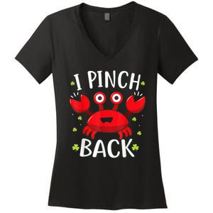 Funny St Patrick’s Day Tee Crab I Pinch Back Women's V-Neck T-Shirt