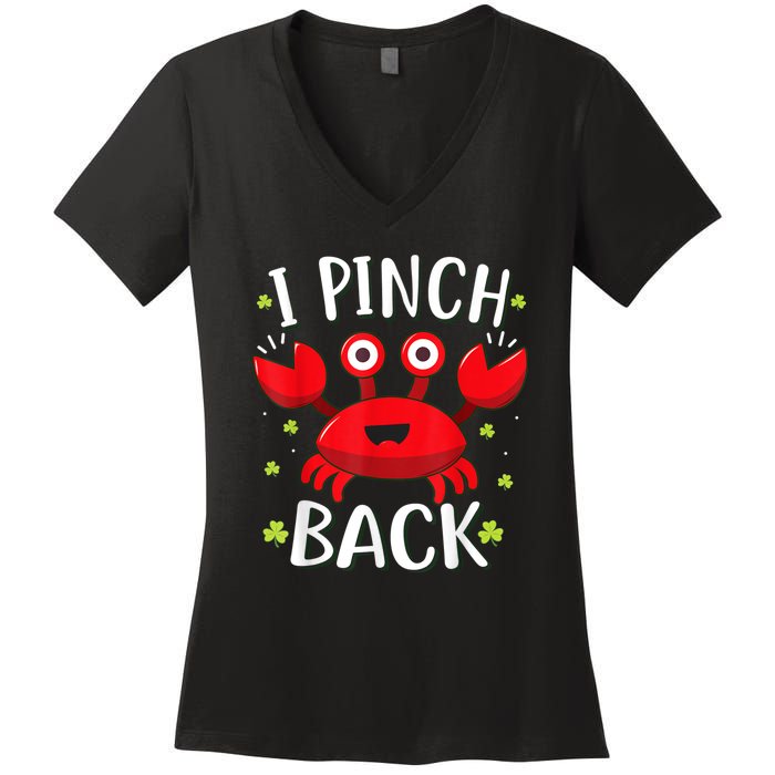 Funny St Patrick’s Day Tee Crab I Pinch Back Women's V-Neck T-Shirt