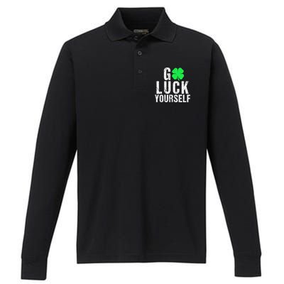 Funny Saint Patrick's Day For Adults Women Performance Long Sleeve Polo