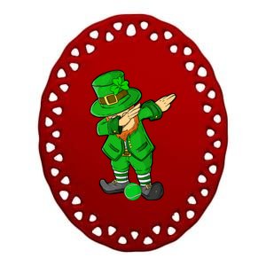 Funny St Patricks Day Dabbing Leprechaun Tennis Lover Cute Gift Ceramic Oval Ornament