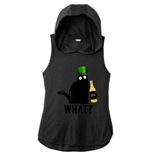 Funny St Patricks Day Black Cat Pattys Day Cat What Drinking Beer Gift Ladies PosiCharge Tri-Blend Wicking Draft Hoodie Tank