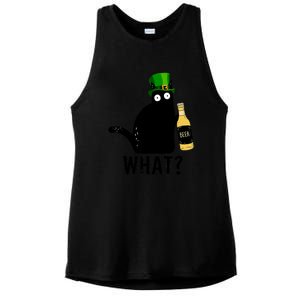 Funny St Patricks Day Black Cat Pattys Day Cat What Drinking Beer Gift Ladies PosiCharge Tri-Blend Wicking Tank