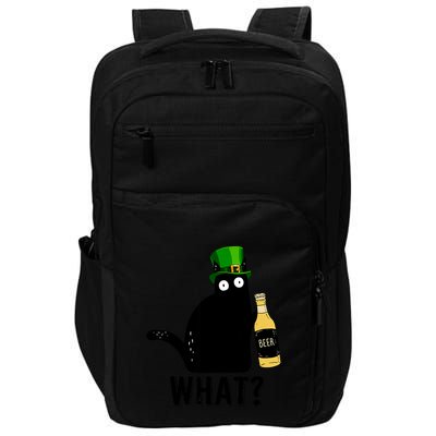 Funny St Patricks Day Black Cat Pattys Day Cat What Drinking Beer Gift Impact Tech Backpack