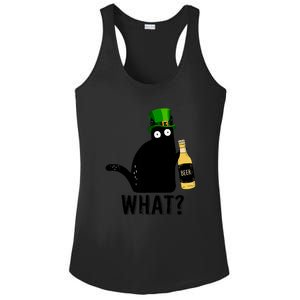 Funny St Patricks Day Black Cat Pattys Day Cat What Drinking Beer Gift Ladies PosiCharge Competitor Racerback Tank