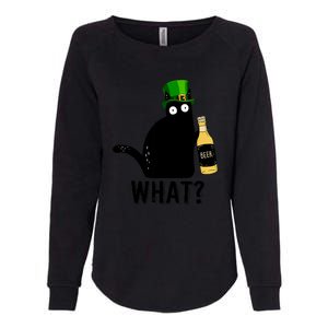 Funny St Patricks Day Black Cat Pattys Day Cat What Drinking Beer Gift Womens California Wash Sweatshirt