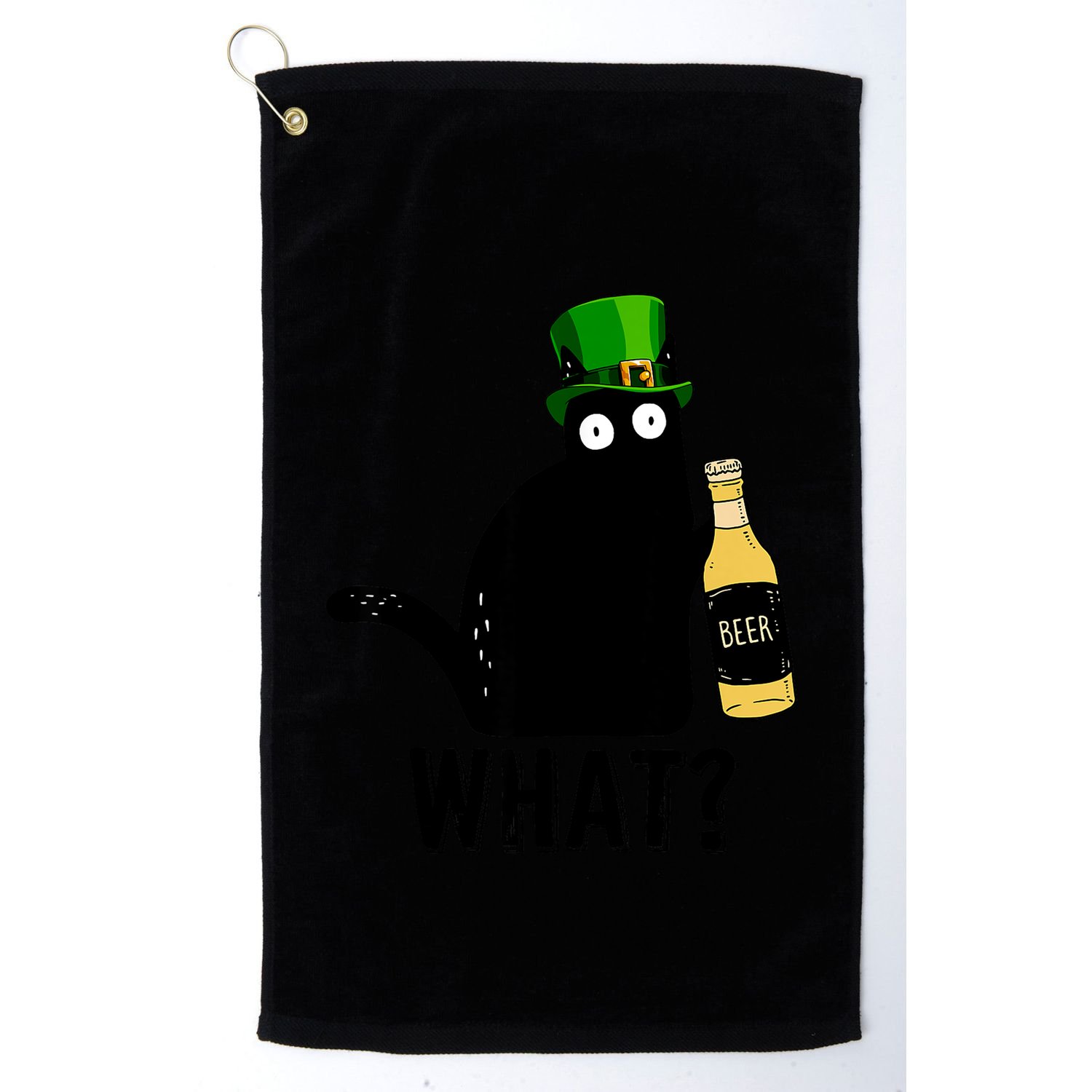 Funny St Patricks Day Black Cat Pattys Day Cat What Drinking Beer Gift Golf Towel