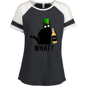 Funny St Patricks Day Black Cat Pattys Day Cat What Drinking Beer Gift Enza Ladies Jersey Colorblock Tee