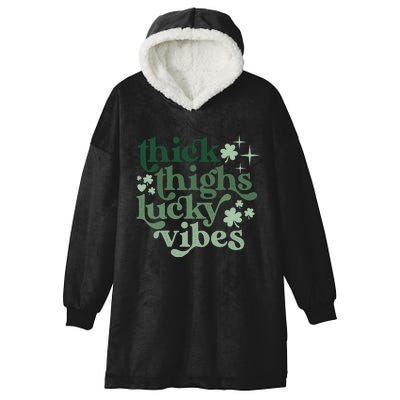 Funny St Patricks Day Lucky Vibes Hooded Wearable Blanket