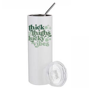 Funny St Patricks Day Lucky Vibes Stainless Steel Tumbler