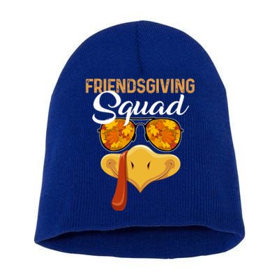 Friendsgiving Squad Party Turkey Face Leaves Sunglasses Gift Short Acrylic Beanie