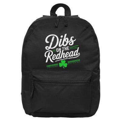 Funny St PatrickS Day Dibs On The Redhead Shamrock 16 in Basic Backpack