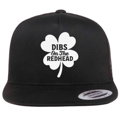 Funny St Patricks Day Irish Shamrock Dibs on the Redhead Flat Bill Trucker Hat
