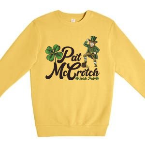 Funny St. Patrick's Day Pat McCrotch Irish Pub Leprechaun Premium Crewneck Sweatshirt