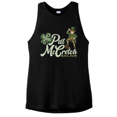 Funny St. Patrick's Day Pat McCrotch Irish Pub Leprechaun Ladies PosiCharge Tri-Blend Wicking Tank