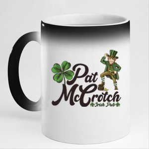 Funny St. Patrick's Day Pat McCrotch Irish Pub Leprechaun 11oz Black Color Changing Mug