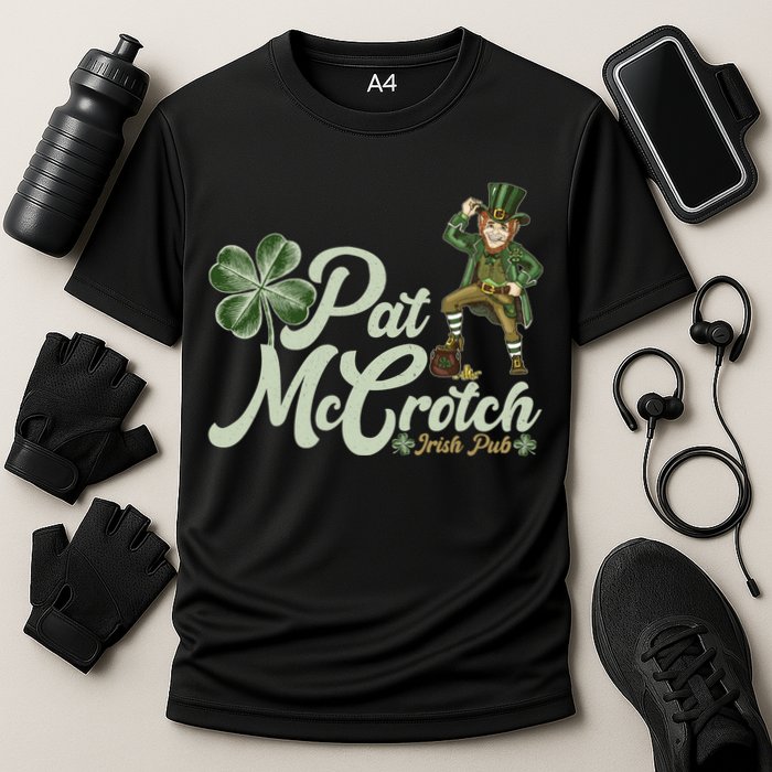 Funny St. Patrick's Day Pat McCrotch Irish Pub Leprechaun Performance Shirt
