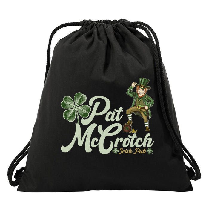 Funny St. Patrick's Day Pat McCrotch Irish Pub Leprechaun Drawstring Bag