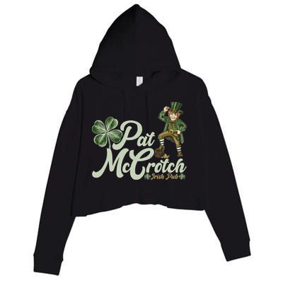 Funny St. Patrick's Day Pat McCrotch Irish Pub Leprechaun Crop Fleece Hoodie