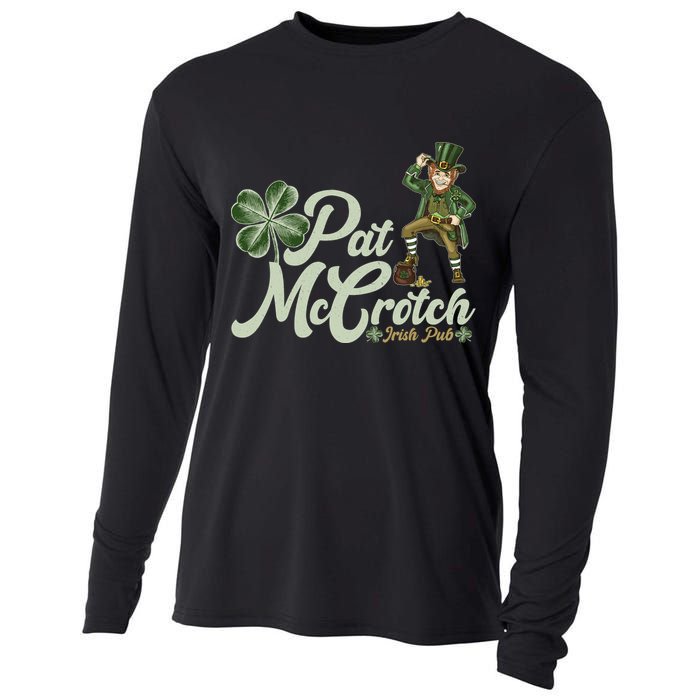 Funny St. Patrick's Day Pat McCrotch Irish Pub Leprechaun Cooling Performance Long Sleeve Crew