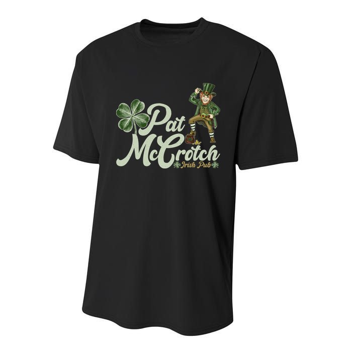 Funny St. Patrick's Day Pat McCrotch Irish Pub Leprechaun Youth Performance Sprint T-Shirt