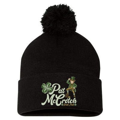 Funny St. Patrick's Day Pat McCrotch Irish Pub Leprechaun Pom Pom 12in Knit Beanie