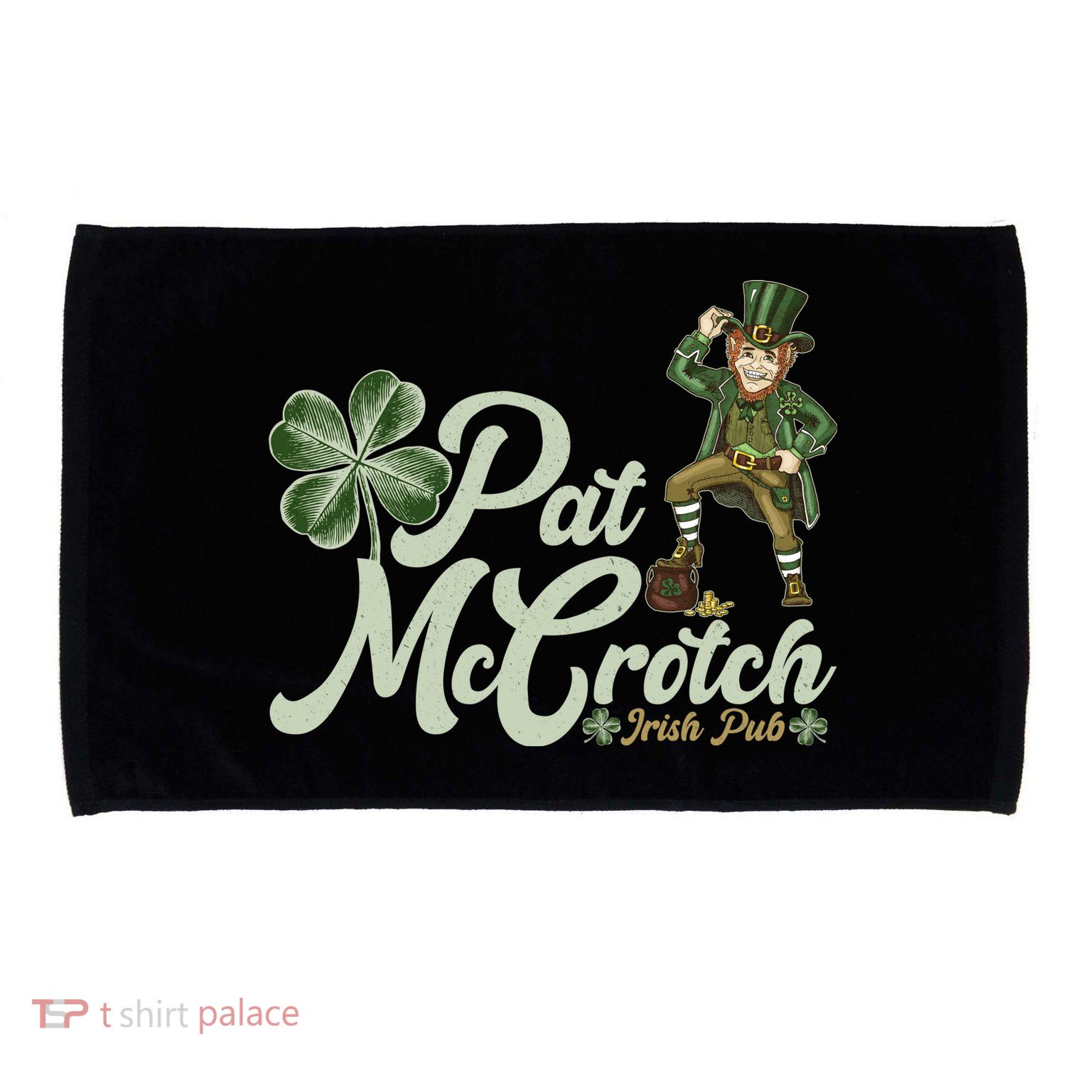 Funny St. Patrick's Day Pat McCrotch Irish Pub Leprechaun Microfiber Hand Towel