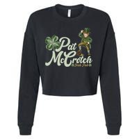 Funny St. Patrick's Day Pat McCrotch Irish Pub Leprechaun Cropped Pullover Crew