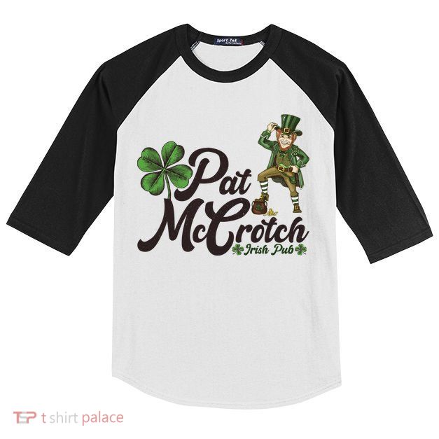 Funny St. Patrick's Day Pat McCrotch Irish Pub Leprechaun Kids Colorblock Raglan Jersey