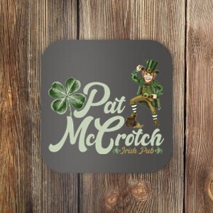 Funny St. Patrick's Day Pat McCrotch Irish Pub Leprechaun Coaster