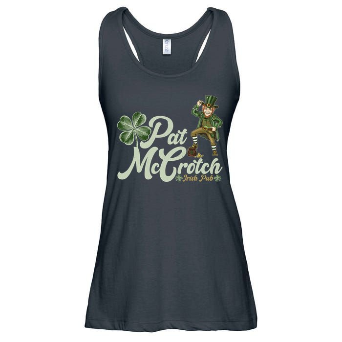 Funny St. Patrick's Day Pat McCrotch Irish Pub Leprechaun Ladies Essential Flowy Tank