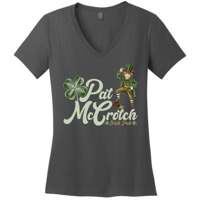 Funny St. Patrick's Day Pat McCrotch Irish Pub Leprechaun Women's V-Neck T-Shirt