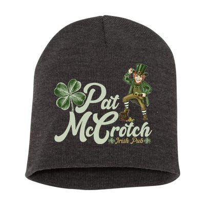 Funny St. Patrick's Day Pat McCrotch Irish Pub Leprechaun Short Acrylic Beanie