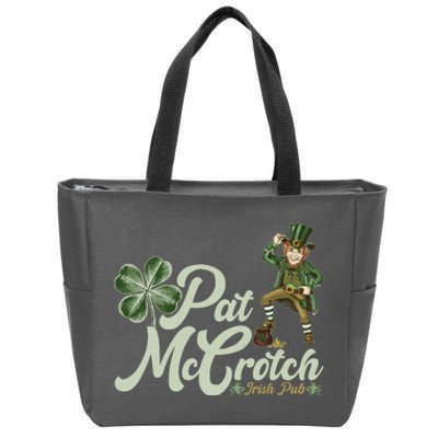 Funny St. Patrick's Day Pat McCrotch Irish Pub Leprechaun Zip Tote Bag