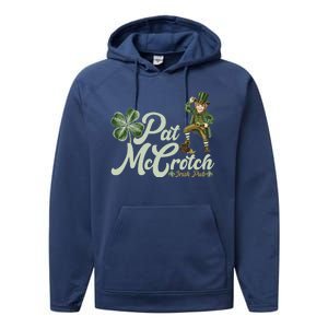 Funny St. Patrick's Day Pat McCrotch Irish Pub Leprechaun Performance Fleece Hoodie