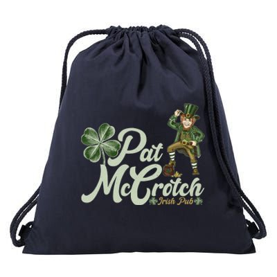 Funny St. Patrick's Day Pat McCrotch Irish Pub Leprechaun Drawstring Bag